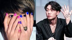 7 Male Idols Who Dare To Be Different With Painted Nails Nails Black Nails Idol Nails