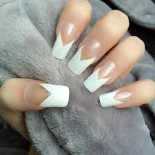French Mani Long Square Doobys Nails