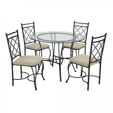 Dining Table Set 5 Piece 4 Padded Seat Chair Metal Glass Kitchen Room Furniture Devinebestbuys Contemporary Mesas De Comedor Mesas De Vidrio Bases Para Mesas