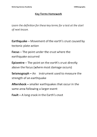 Noun earthquake a sudden and violent shaking of the ground, sometimes causing great destruction, as a result of movements within the earth's crust or volcanic action. Key Terms Kettering Science Academy Secondary School
