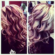 Blonde Purple Dark Brown With Red Love It Red Blonde Hair Hair Styles Red Hair With Blonde Highlights