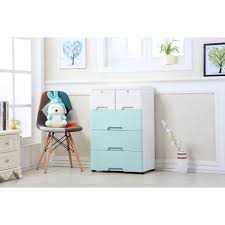 White queen anne tallboy dresser modern refurbish. 4 Tier Tallboy Dresser Chest Of Drawers With Wheels Big Storage Space Blue White Buy Kids Drawers 1510879