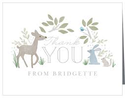 Create baby thank you cards with your photo and text! Woodland Creatures Baby Shower Thank You Cards By Basic Invite
