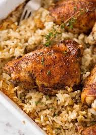 Oven Baked Chicken And Rice Recipe Baked Chicken Recipes Recipes Chicken Recipes