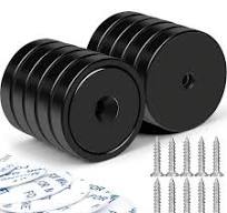 FUYGRCJ 10Pcs Neodymium Magnet with Countersunk Hole 110LB Heavy Duty Rare  Earth Magnet Round Base Strong Magnet with Screws and Adhesive Tapes