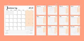 Horizontal and vertical format (landscape and portrait document orientation); Calendar 2020 Monthly Calendar Planner Printable Template Vector Illustration Week Starts On Monday Royalty Free Cliparts Vectors And Stock Illustration Image 137568232