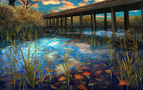 1920x1204 Anime Landscape River Bridge Autumn Scenic Original Resolution Anime Scenery Scenery Wallpaper Anime Scenery Wallpaper