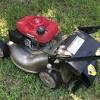 Discharge grass clippings to the side with a rear discharge mower. 1