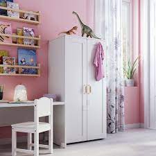 Ikea smastad wardrobe white pale pink, with 3 drawers 60x57x181 cm. Smastad Wardrobe White With Frame Ikea