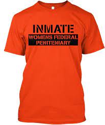 Inmatr Womens Federal Peniteniary Deep Orange T Shirt Front Inmate Shirts Diy Costumes Men Inmate Costume
