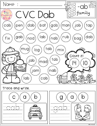Free Cvc Dab Has 6 Pages Of Cvc Dab Worksheets This Product Will Help Children To Learn Cvc Words By Finding Dabbing Tracing And Writing This Product Is Su