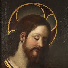 Dipinto Antico Santa Caterina da Siena e Gesù 600 Pittura Olio su Tela