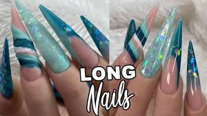 Fortunately, there are a few tricks you can use to get your acrylic nails off without making a trip to the salon. Flexi Hand Long Stiletto Blue And Teal Acrylic Nail Design Nail Mate Youtube