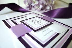 Purple Wedding Invitation Deposit Purple Wedding Invitations Monogram Wedding Invitations Wedding Invitations