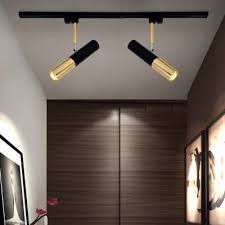 Contemporary Black And Gold Track Lighting Tube 1 Head Aluminum Led Ceiling Lamp For Study Room Beautifulhalo Com