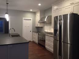 Recently Complete Kitchen White Shaker Cabinets Shadow Gray Quartz Countertops White Shaker Cabinets Complete Kitchens Gray Quartz Countertops