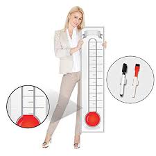 Goal Setting Fundraising Thermometer Chart 48x11 Giant Progress Meter Board Corrugated Plastic Company Sales Milestone Tracking Wall Charts