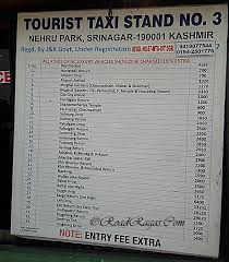 Srinagar Taxi Rates For Private Shared Taxis Vargis Khan