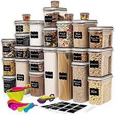 4.4 out of 5 stars. Largest Set Of 52 Pc Food Storage Containers 26 Container Set Airtight Dry Food Space Saver W Interchangeable Lid 14 Measuring Cups Spoons Labels Marker One Lid Fits All Reusable Walmart Com Walmart Com