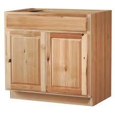 stained hickory sink base cabinet