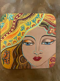 Starry golden night art with gold leaf