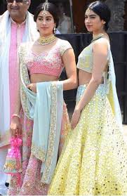 The actress wore a henna green lehenga teamed with a veil and heavy matching traditional jewellery. Jhanvi Kapoor Lehenga Designs Sonam Kapoor Wedding Dresses
