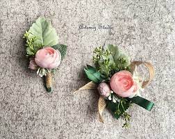 Greenery Ivory Rustic Wedding Fake Boutonniere Wrist Corsage Etsy Uk Faux Flowers Corsage Silk Flower Boutonniere