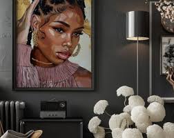 Black woman art for bedroom black woman wall art for salon african american  art black girl wall decor 90s aesthetic urban digital prints