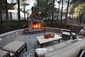This Fantastic Outdoor Dream In Richmond Va Features An Outdoor Fireplace With Eldorado Stone Veneer And A Patio Composed Of T Hardscape Patio Patio Outdoor