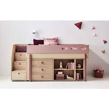 flexa play lit mi haut escalier rangement popsicle 90x200 cm rose kids furniture stores kid beds small kids room