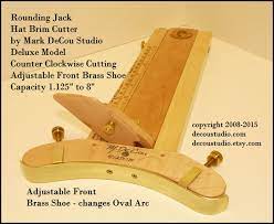 Built To Order Hat Making Tool Rounding Jack Deluxe Model Counter Clockwise Cutter Maple Wood Adjustable Front Bras Hat Making Making Tools Things To Sell
