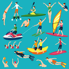 Deportes acuáticos deportes acuáticos los deportes acuáticos son aquellos en los que el deportista realiza una actividad física en el agua (zambullido en ella) y se practican en piscinas. Conjunto De Deportes Acuaticos Y Actividades 478282 Vector En Vecteezy