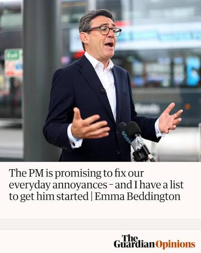 Andy Burnham hopes we'll forget the big stuff if he sorts out our minor  frustrations and low-level gripes. Pothole politics hasn't won me over yet,  but I know some changes that could,