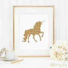 Unicorn Print Printable Wall Art Decor Gold Glitter Unicorn Etsy Wall Printables Wall Art Decor Bedroom Decor