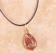 Goldstone Teardrop Wire Wrapped Necklace - Windfall Jewelry