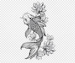 Koi Fish With Flowers Illustration Koi Abziehtattoo Nelumbo Nucifera Flash Koi Fish Free Png Koi Fish Drawing Tattoo Koi Fish Drawing Koi Tattoo Design