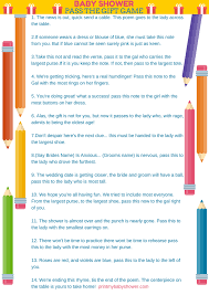 Pass The Gift Poem Baby Shower Game Print My Baby Shower Baby Shower Poems Baby Shower Planning List Printable Baby Shower Games