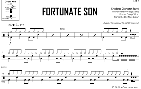 On november 16, 1969, creedence performed fortunate son on the ed sullivan show, probably in 2016, wrangler again turned to ccr to soundtrack a spot, this time using up around the bend. Fortunate Son Creedence Clearwater Revival Drum Sheet Music Onlinedrummer Com