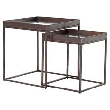 Aura Modern Glass Top Bronze Frame Square Nesting Nightstand Set Of 2 In 2020 Modern Glass Nightstand Set Of 2 Glass Top
