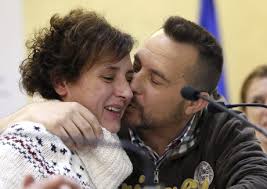 Javier Limon R Kisses His Wife Editorial Stock Photo