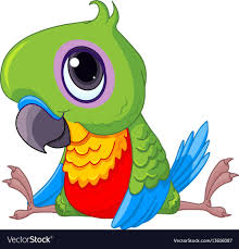Cartoon Bird With Hair On Head Cute Baby Parrot Vector Image On Vectorstock In 2020 Parrot Cartoon Parrots Art Parrot Drawing