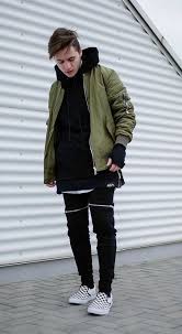 Green Bomber Jacket With Black Hoodie And Joggers Mens Bomber Jacket Outfit Bomber Jacket Outfit Green Bomber Jacket Outfit