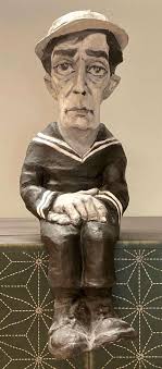 Barcelona Handicrafts Buster Keaton Painted Paper Mache Figure