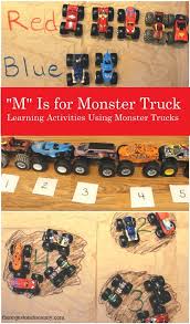 M Is For Monster Truck Learning Activities With Toy Trucks Family Activities Preschool Learning Activities Preschool Activities