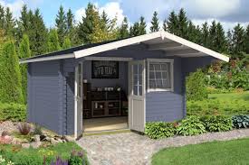 Lasita Gotland 3e Taubenblau Detailseite Gartenhaus Blockbohlen Gartenhaus Haus