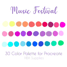 Music Festival Palette Procreate Palette Ipad Procreate Etsy In 2020 Bright Color Palette Inspiration Color Palette Design Color Palette