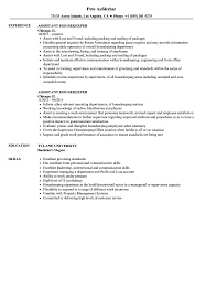 Assistant Housekeeper Resume Samples Velvet Jobs
