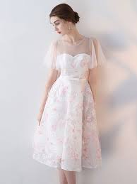 White Cocktail Dresses Lace Flowers Applique Butterfly Sleeve Bow Sash Short Homecoming Dresses White Cocktail Dress Tea Length Bridesmaid Dresses Cocktail Dress Lace