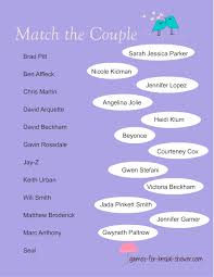 Pick a color and sing (to the. Free Printable Match The Famous Couples Game