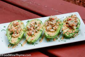 Crab Meat Shrimp Stuffed Avocado W Chilli Lime Sauce Sounds Yummy To Surprise My Sweetheart Avocado Recipes Food Seafood Recipes